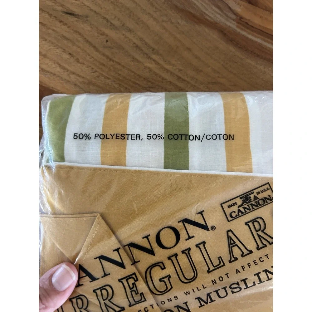 Vintage Cannon Irregular New Old Stock Muslin Flat Striped Full‎ Sheet Marigold